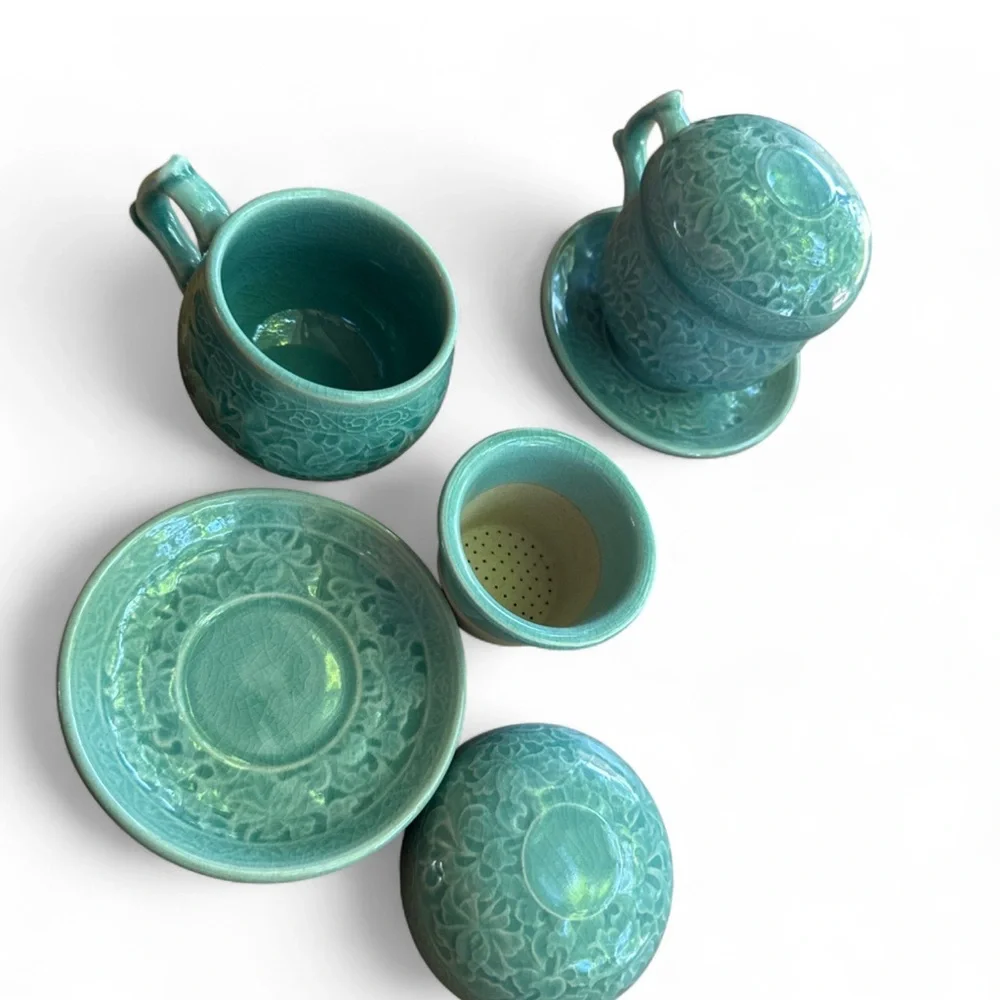 Elegant‎ Teal Ceramic Tea Set